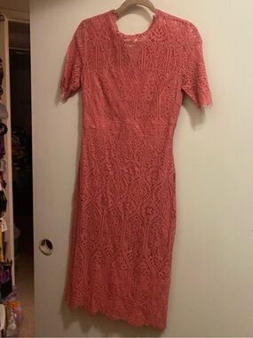 Vintage Y2K Roxberi Juniors M 32” Womens XS Dusty Rose Pink All Lace Midi Dress